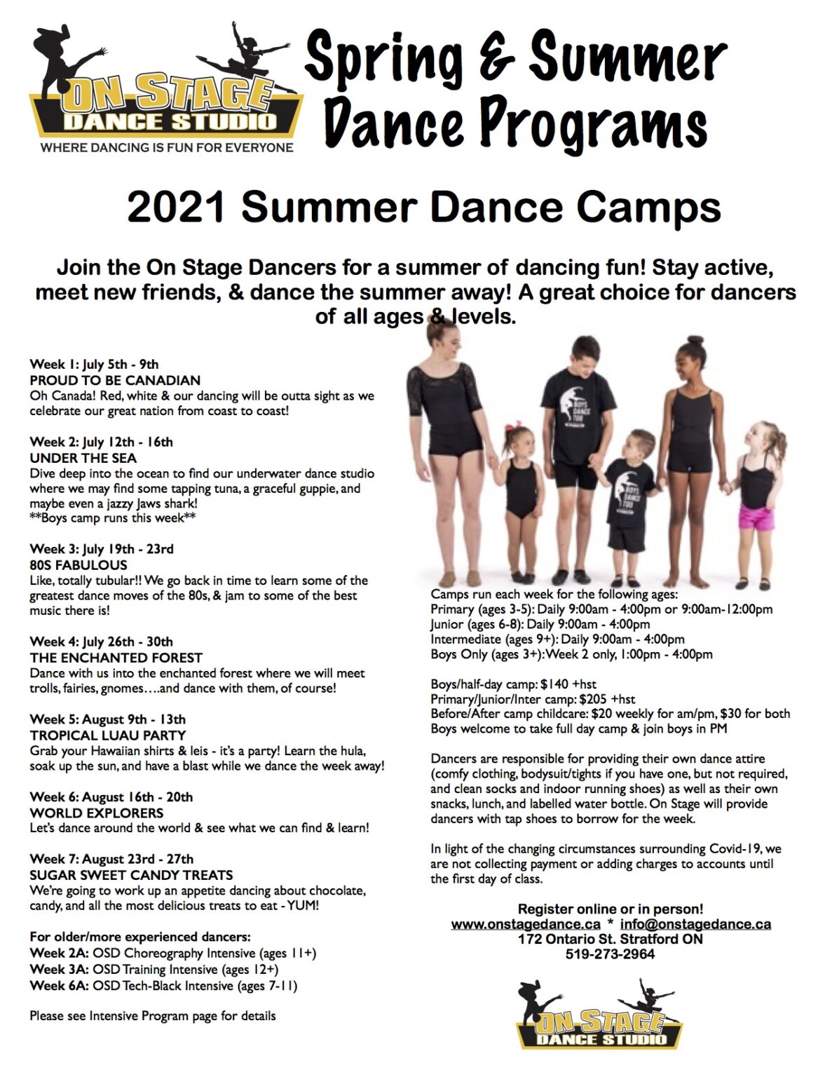 Summer Dance Camps in Stratford! OnStage Dance Studio
